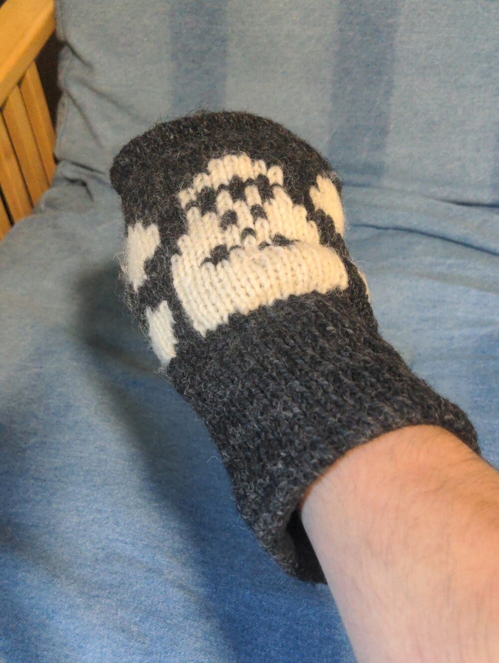 Cozy Black & Cream Wool Open Finger Gloves